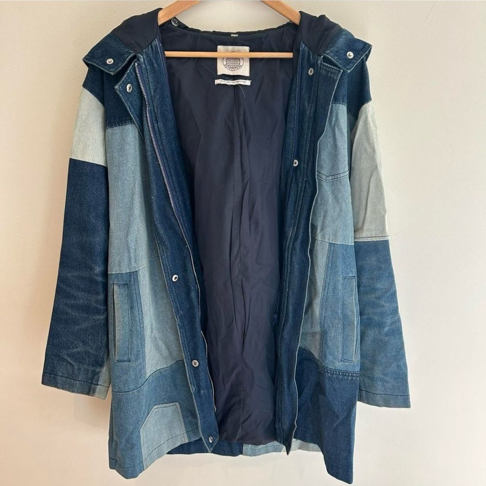 Urban Outfitters Blue Navy Patchwork Denim Jacket size XS